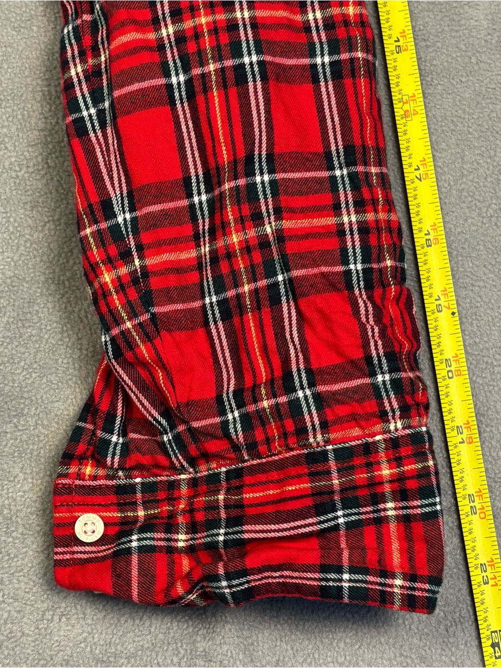 Tommy‎ Hilfiger Womens M Red Plaid Metallic Shimmer Roll Tab Button Up Shirt - Picture 9 of 10